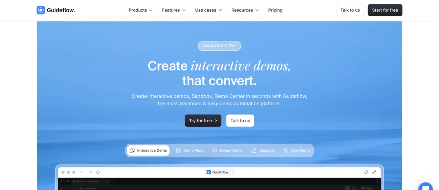 Guideflow website hero image screenshot