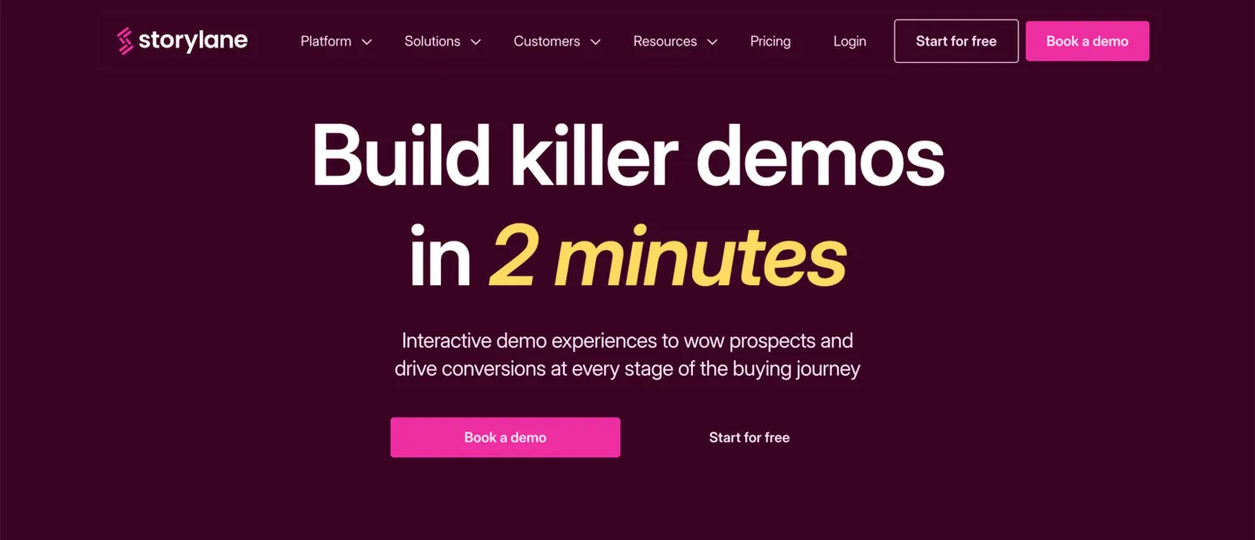 Storylane website hero image screenshot