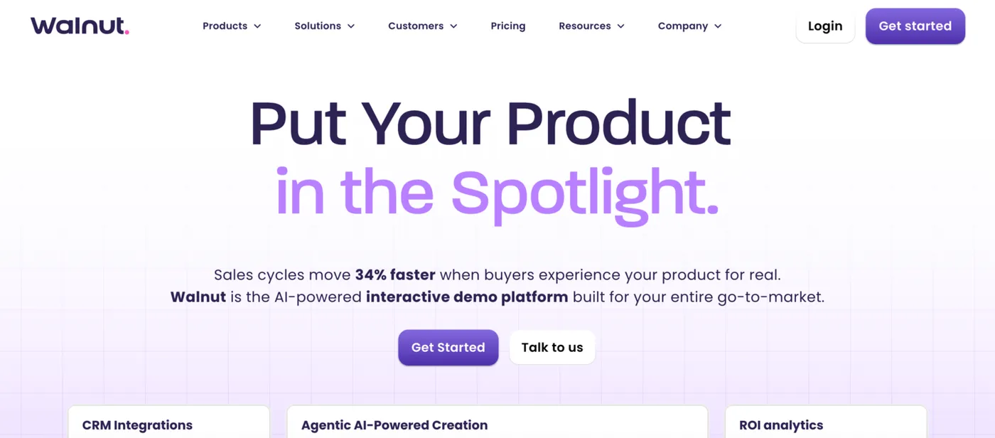 Walnut website hero image screenshot